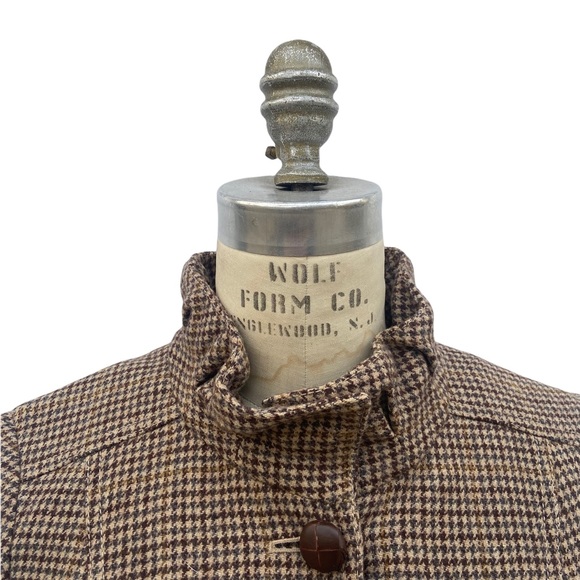 J. Crew Brown Tweed Houndstooth Wool Ruffle Trim Jacket Blazer - Picture 5 of 8